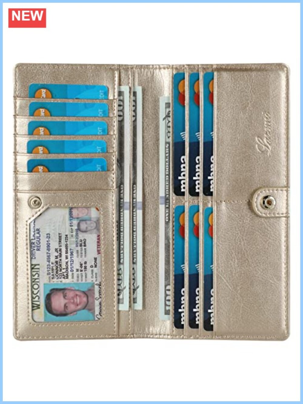 Genuine Full Grain Leather RFID Blocking Bifold Wallet Card Holder
